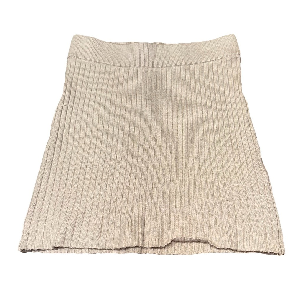 Abercrombie & Fitch Sweater Mini Skirt Tan Ribbed Elastic Waist Women's XS